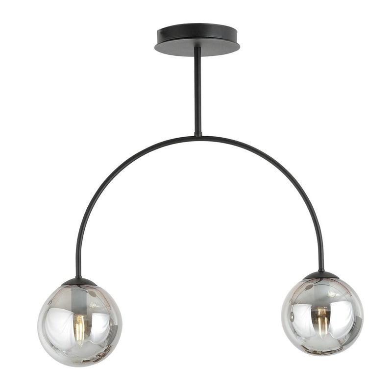 Plafonnier Jonquira 2 lumières noir et anthracite, verre