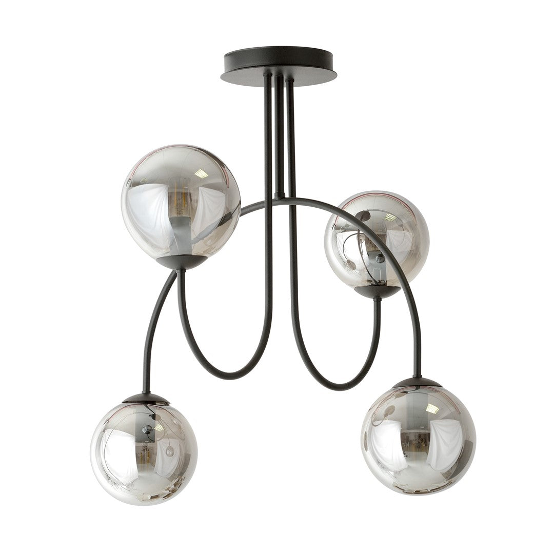 Plafonnier Jonquira 4 lumières noir et anthracite, verre