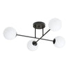Plafonnier Trellara 4 lumières noir et opale, verre
