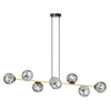 Suspension Esbaran 8 lumières noire et dorée, verre