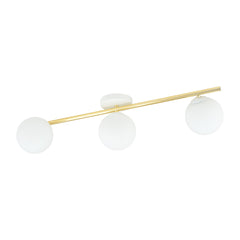 Plafonnier Reykorn 3 lumières blanc et doré, verre