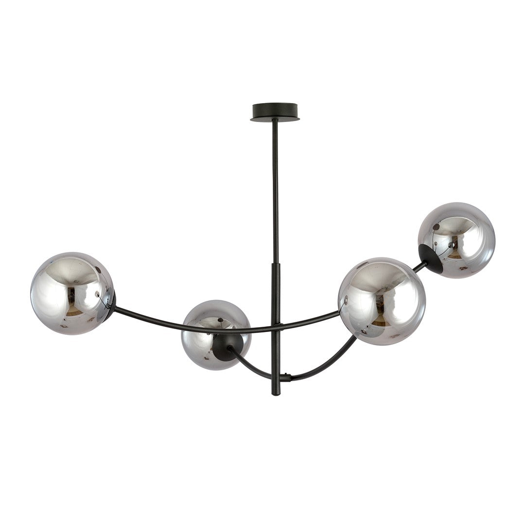 Plafonnier Dramnir 4 lumières noir et anthracite, verre