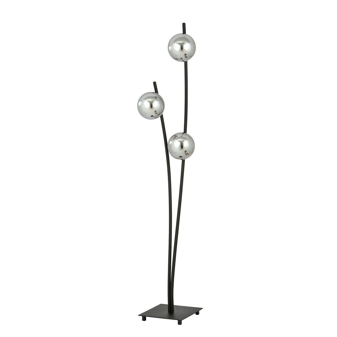 Lampadaire Dramnir 3 lumières noir et anthracite, verre