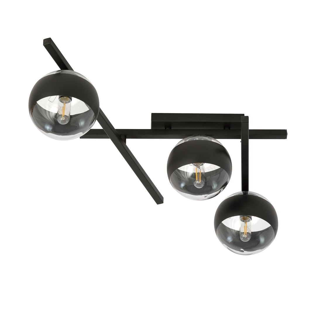 Plafonnier Luleris 3 lumières noir, verre