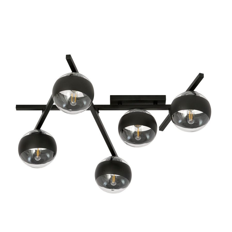 Second angle de face montrant les cinq globes sphériques et la structure noire
