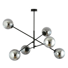 Plafonnier Norrika 6 lumières noir et anthracite, verre