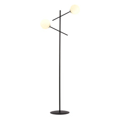 Lampadaire Norrika 2 lumières noir et opale, verre
