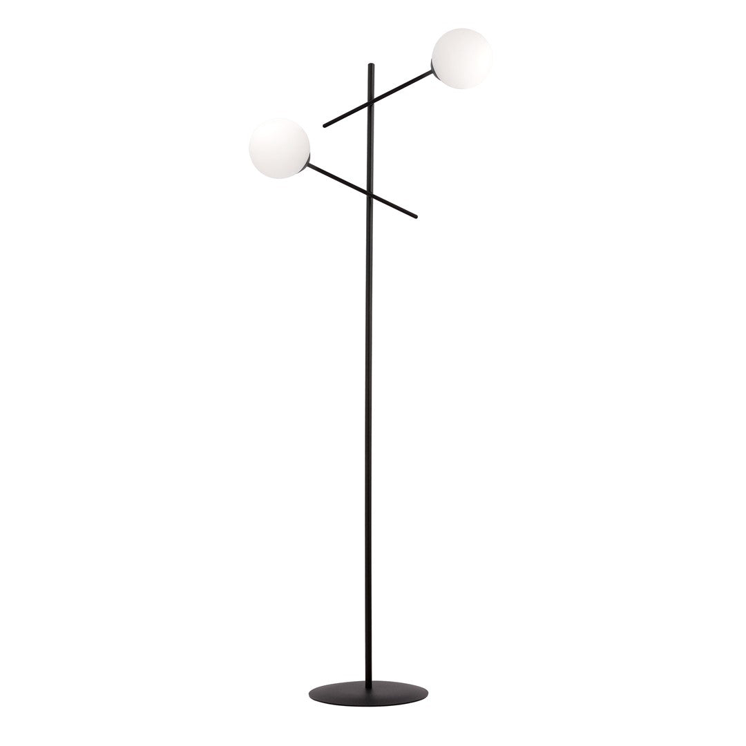 Lampadaire Norrika 2 lumières noir et opale, verre