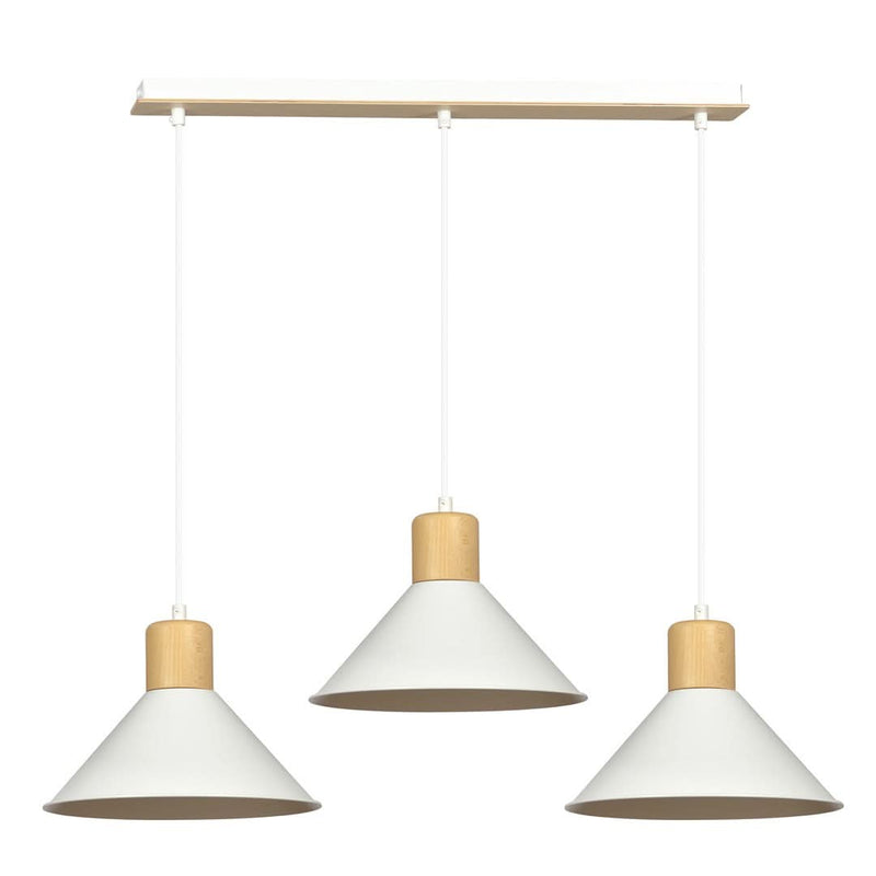 Suspension Akrinok 3 lumières blanche, bois
