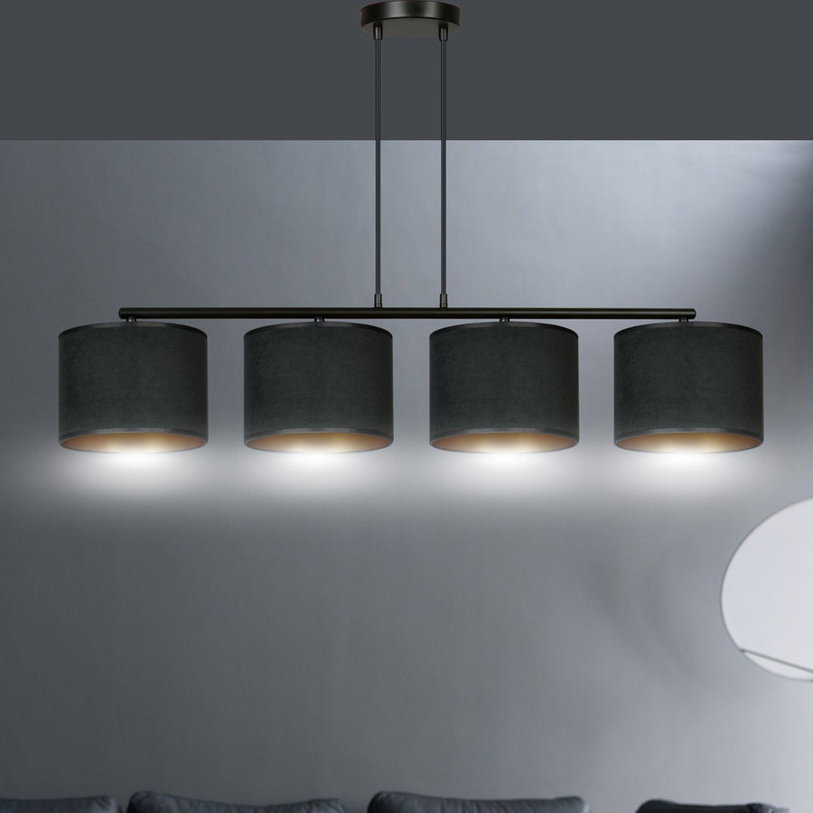 Suspension Lyngar 4 lumières noire, velours