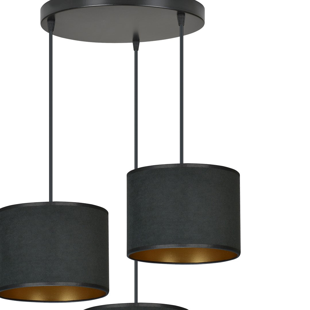 Suspension Lyngar 3 lumières noire, velours