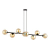 Suspension Reythar 8 lumières noire et ambrée, verre