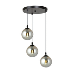 Suspension Koldara 3 lumières noire et anthracite, verre
