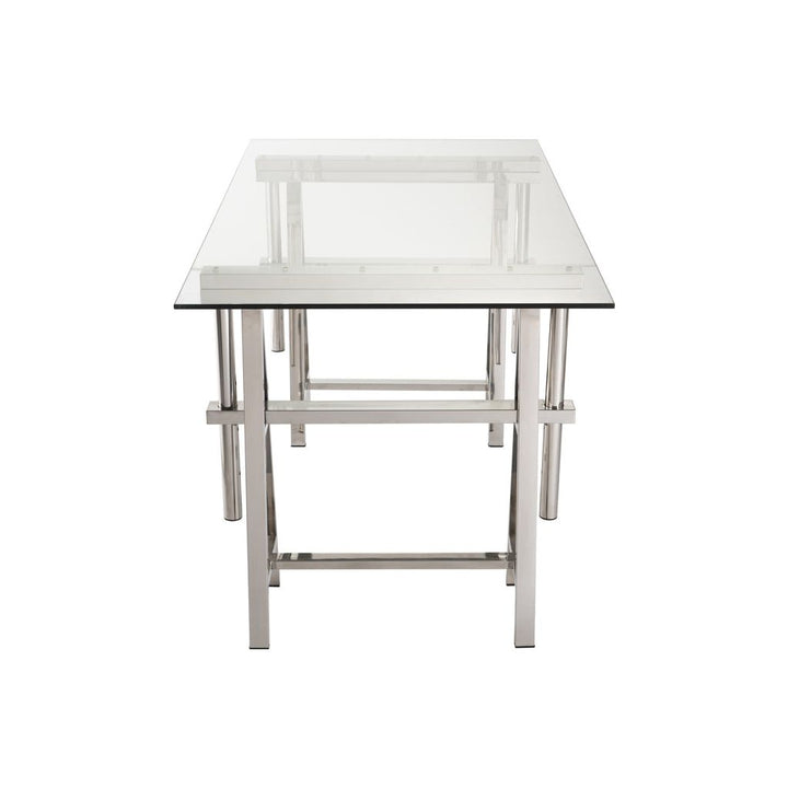 Bureau réglable en acier inoxydable/verre argenté/translucide | Designix -     - https://designix.fr