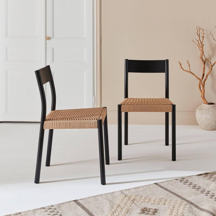 "Chaises Bois Cordes Noires" | Designix - 3333    - https://designix.fr/