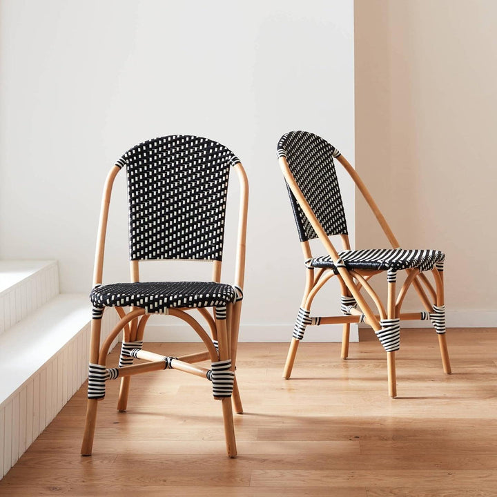 Alice'S Home - Lot De 2 Chaises Empilables Bistrot En Rotin Et Polyrotin Noir Et Blanc. L 48 X P 58 X H 90Cm | Designix - Amazon    - https://designix.fr/