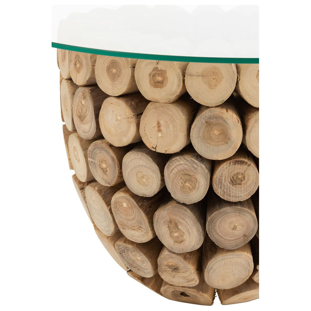 Disques Table Bois Teck Verre - Designix