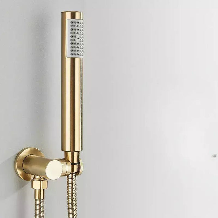 Douchette à Main Ronde en Or | Douceur Dorée - Designix Pommeau de Douche Or Brossé