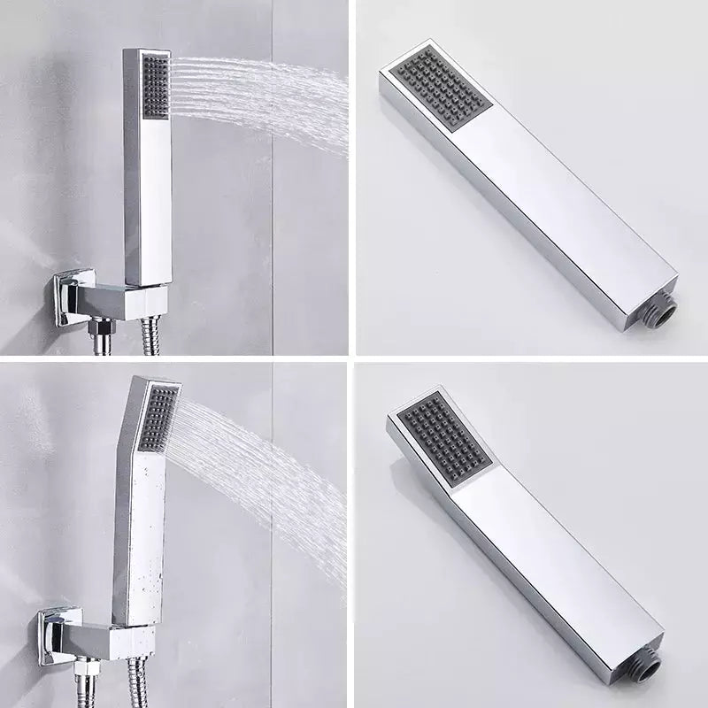 Douchette Rectangulaire Douche | HydroConfort - Designix Pommeau de Douche Chrome | Coudé