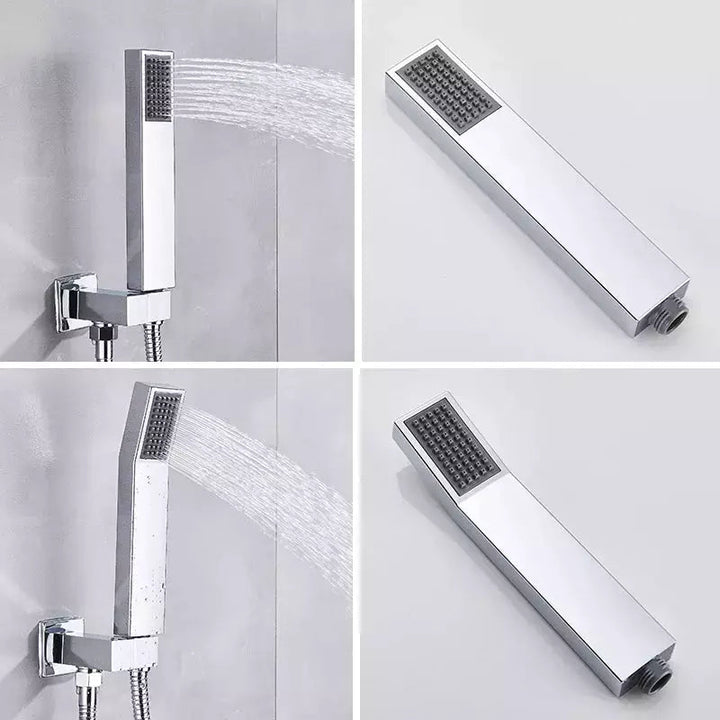 Douchette Rectangulaire Douche | HydroConfort - Designix Pommeau de Douche Chrome | Coudé