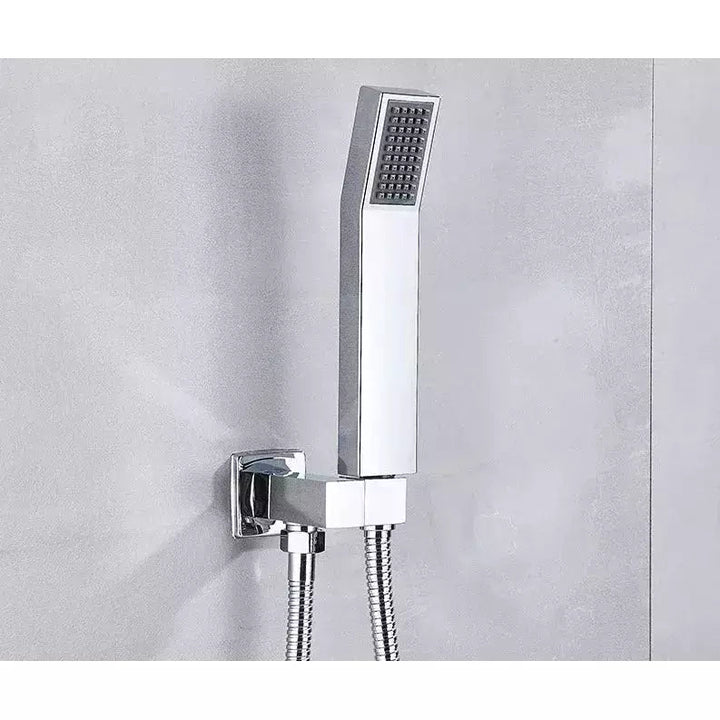 Douchette Rectangulaire Douche | HydroConfort - Designix Pommeau de Douche Chrome | Coudé
