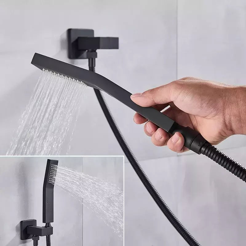 Douchette Rectangulaire Douche | HydroConfort - Designix Pommeau de Douche Chrome | Coudé