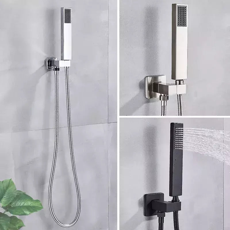 Douchette Rectangulaire Douche | HydroConfort - Designix Pommeau de Douche Chrome | Coudé