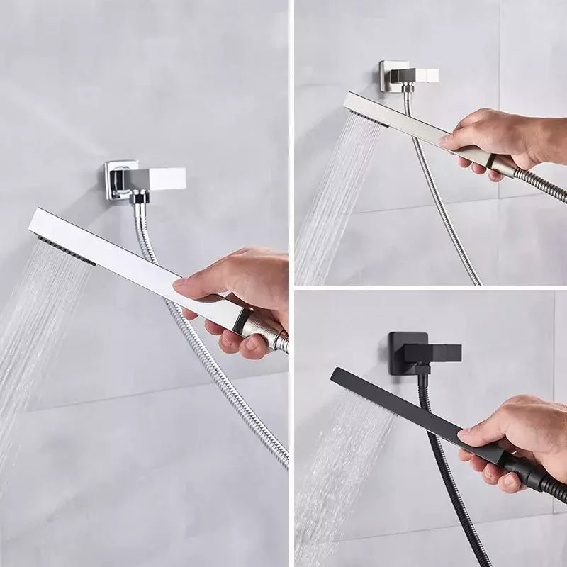 Douchette Rectangulaire Douche | HydroConfort - Designix Pommeau de Douche Chrome | Coudé