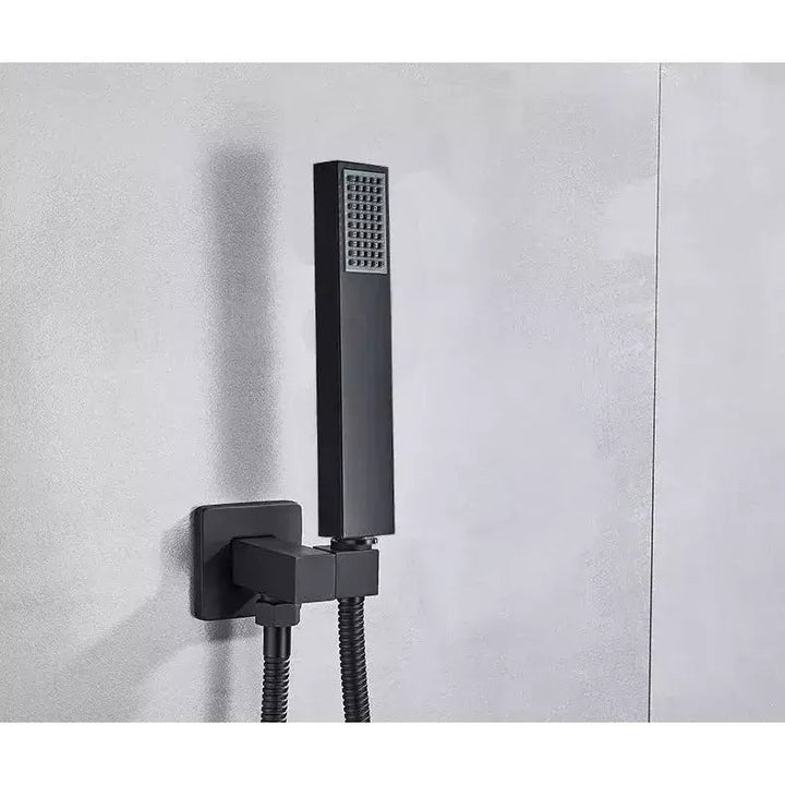 Douchette Rectangulaire Douche | HydroConfort - Designix Pommeau de Douche Noir | Droit