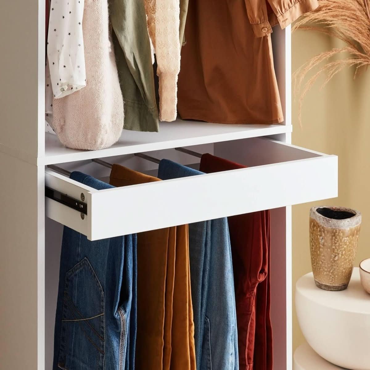 Dressing Penderie Porte - pantalons Blanc | Vague - Designix Dressing