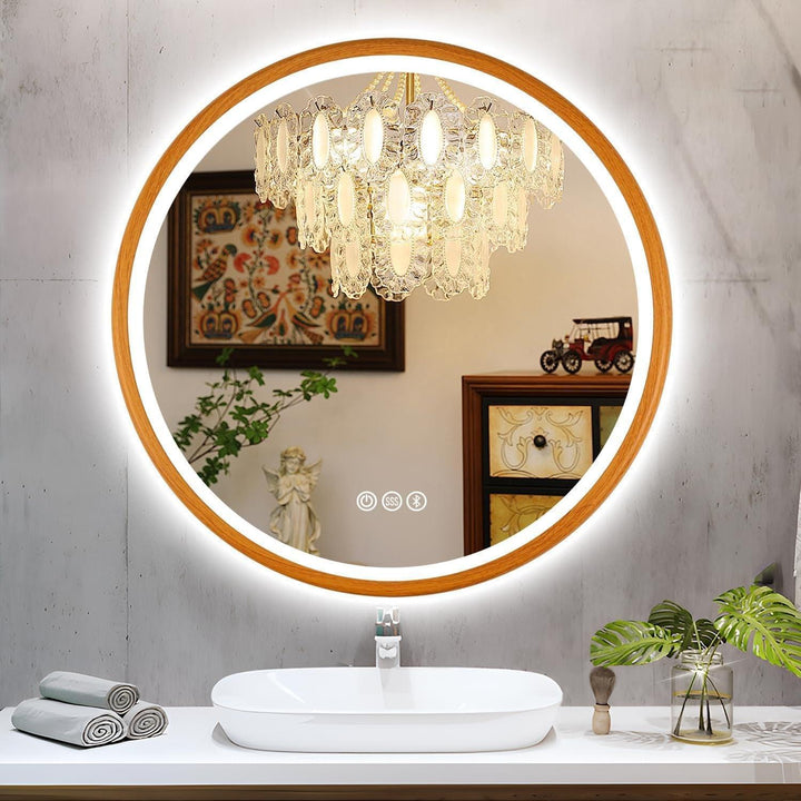 Miroir Salle de Bain Rond Bluetooth | Nimbus | Designix - Miroir Marron (Bluetooth) 80 Cm  - https://designix.fr/