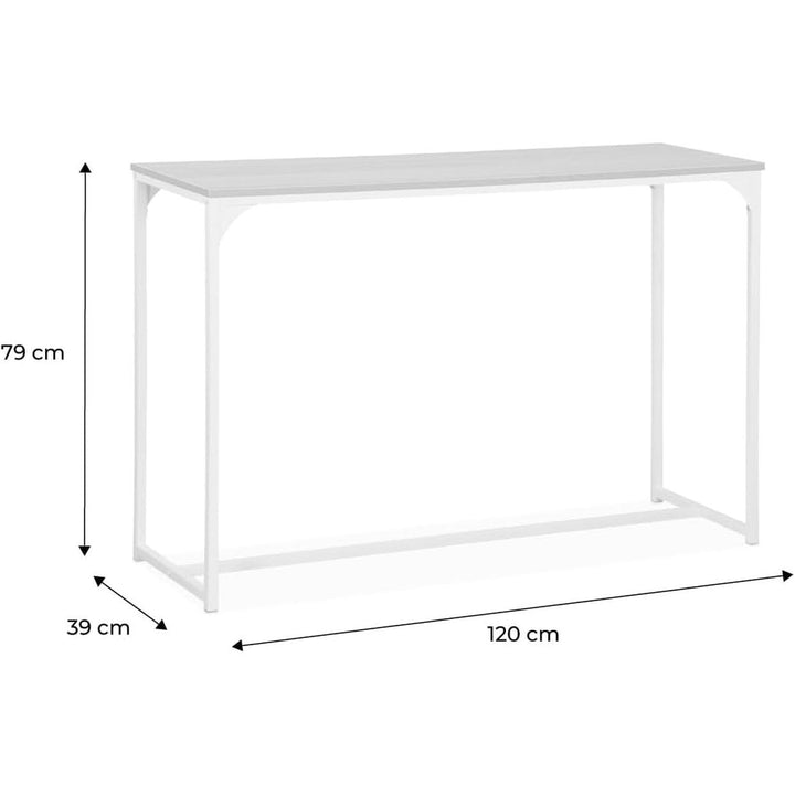 Alice'S Home - Console En Métal Blanc Mat Et Décor Bois. 120X39X79Cm - Loft - Table D'Appoint Avec 1 Barre De Renfort | Designix - Amazon    - https://designix.fr/