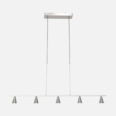 Lustre acier brossé Vortex 120 cm, 5 cônes LED salle à manger | 3066ST