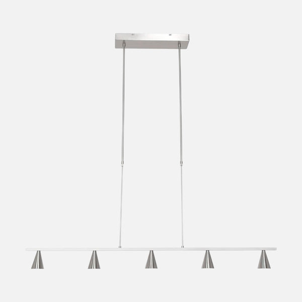 Lustre acier brossé Vortex 120 cm, 5 cônes LED salle à manger | 3066ST