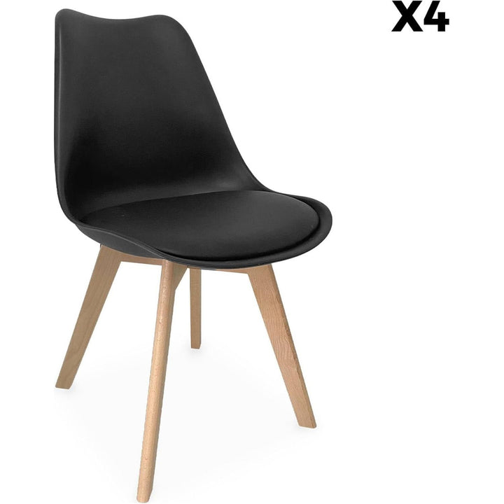 Alice'S Home - Lot De 4 Chaises Scandinaves. Pieds Bois De Hêtre. Chaise 1 Place. Noirs | Designix - Amazon    - https://designix.fr/