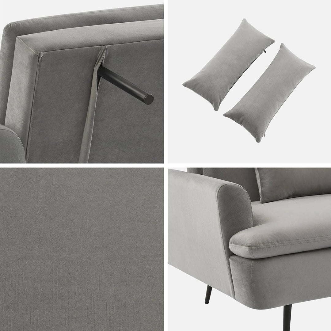 Alice'S Home - Canapé Convertible. John. 2-3 Places Pieds Métal Et Velours Gris Clair L 210 X P111 X H48Cm | Designix -     - https://designix.fr/