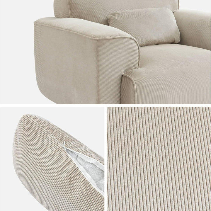 Alice'S Home - Fauteuil Velours Côtelé. Lignes Arrondies. Coussin Fourni. Wallas. L 116 X P 97 X H 73Cm | Designix -     - https://designix.fr/