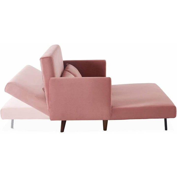 Alice'S Home - Canapé Convertible En Velours - Panam - 2 Places Scandinave. Pieds Bois Foncé. Vieux Rose. Banquette. Dossier Inclinable | Designix -     - https://designix.fr/