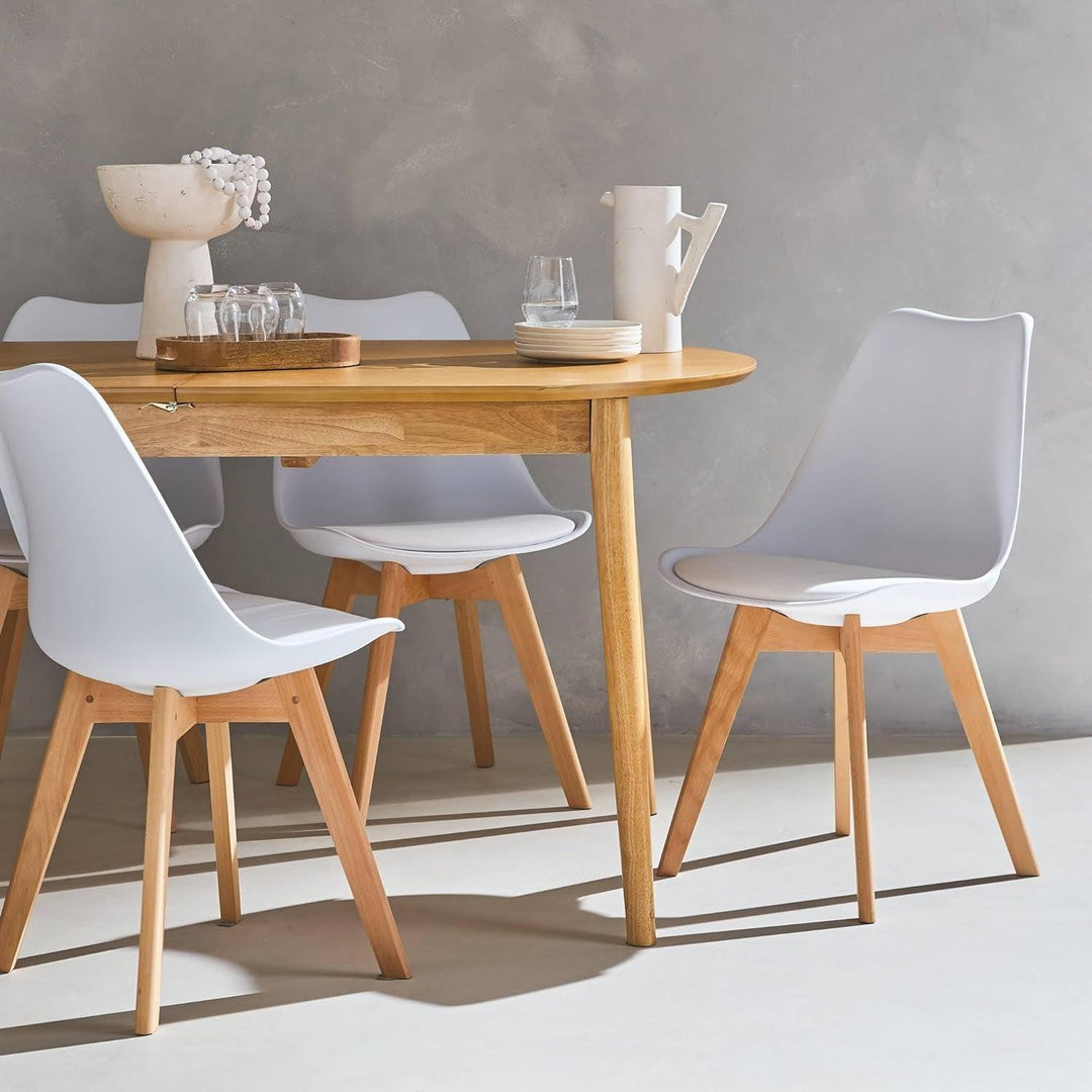 Alice'S Home - Lot De 6 Chaises Scandinaves. Pieds Bois De Hêtre. Chaises 1 Place. Blancs | Designix - Amazon    - https://designix.fr/