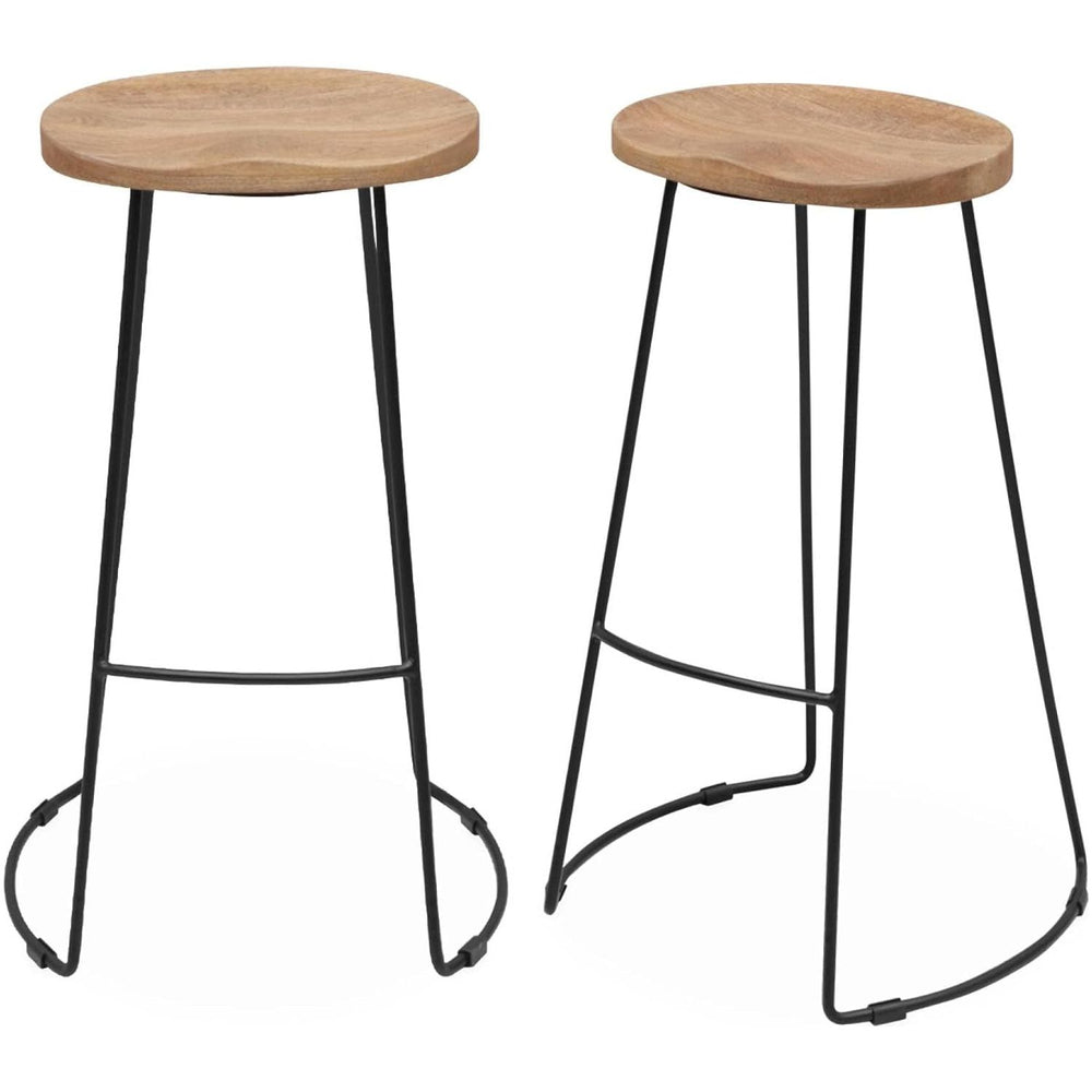 Alice'S Home - Lot De 2 Tabourets De Bar Bois De Manguier Naturel Et Acier. Avec Repose Pieds. 75Cm | Designix - Amazon    - https://designix.fr/