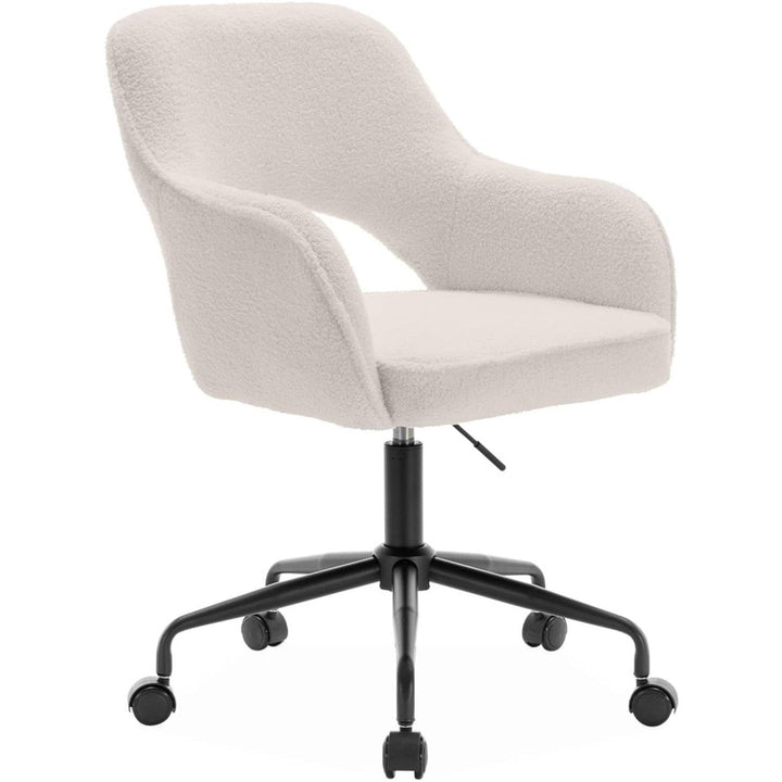 Alice'S Home - Chaise De Bureau À Roulettes Bouclettes Blanche. Jim. L 60 X P 62 X H 89 / 99Cm. | Designix - Amazon    - https://designix.fr/