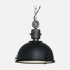 Suspension style industriel, dôme métal noir Ø32 cm à verre, cuisine | Bikkel