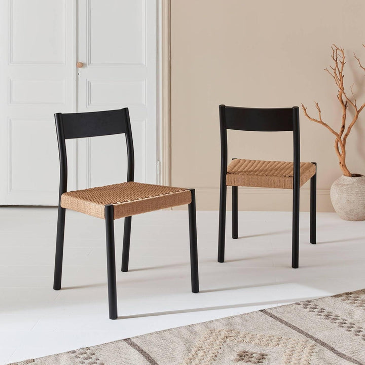 "Chaises Bois Cordes Noires" | Designix - 3333    - https://designix.fr/