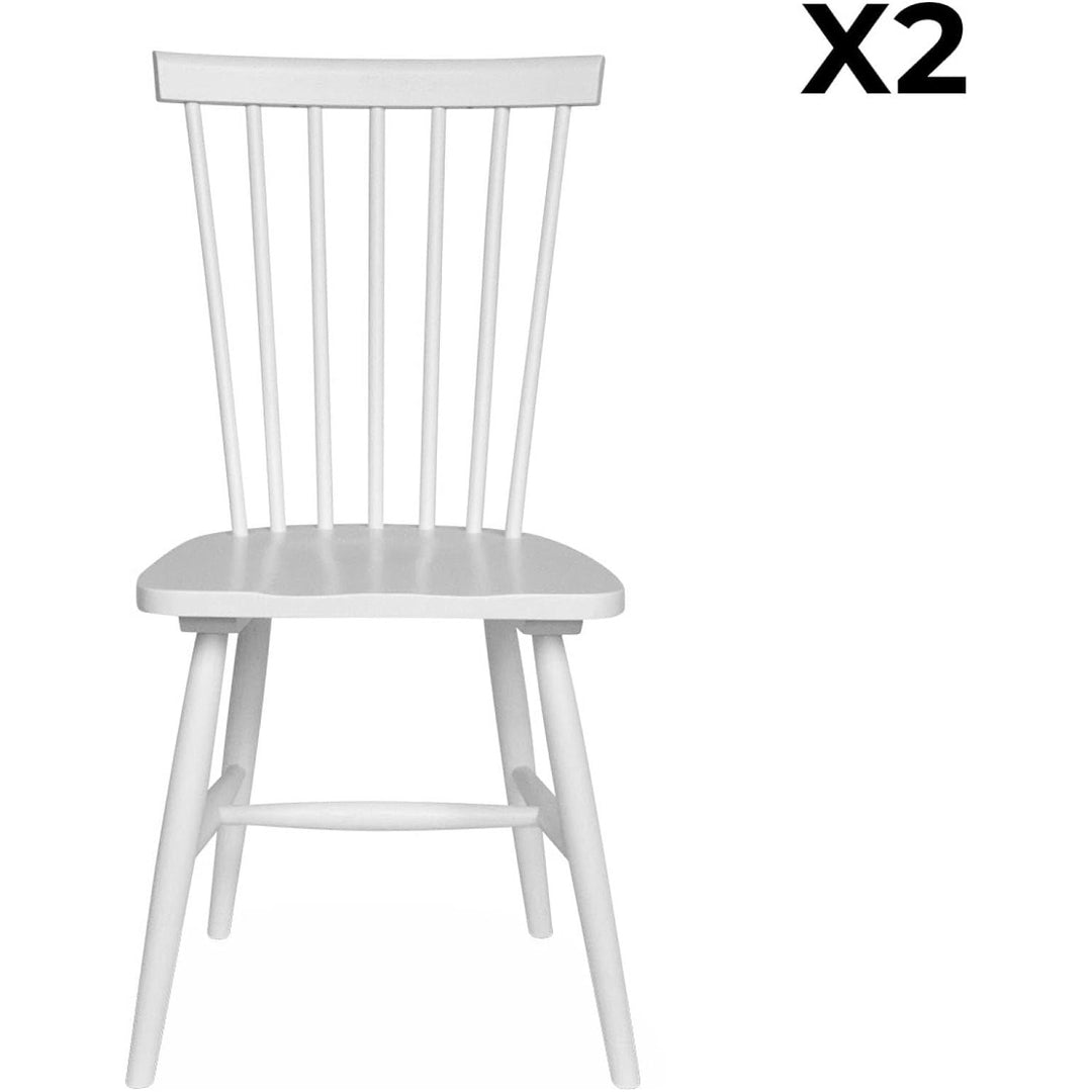 Alice'S Home - Lot De 2 Chaises Blanches À Barreaux En Bois D'Hévéa. ROMIE. L 50.8 X P 44.2 X H 90Cm. | Designix - Amazon    - https://designix.fr/