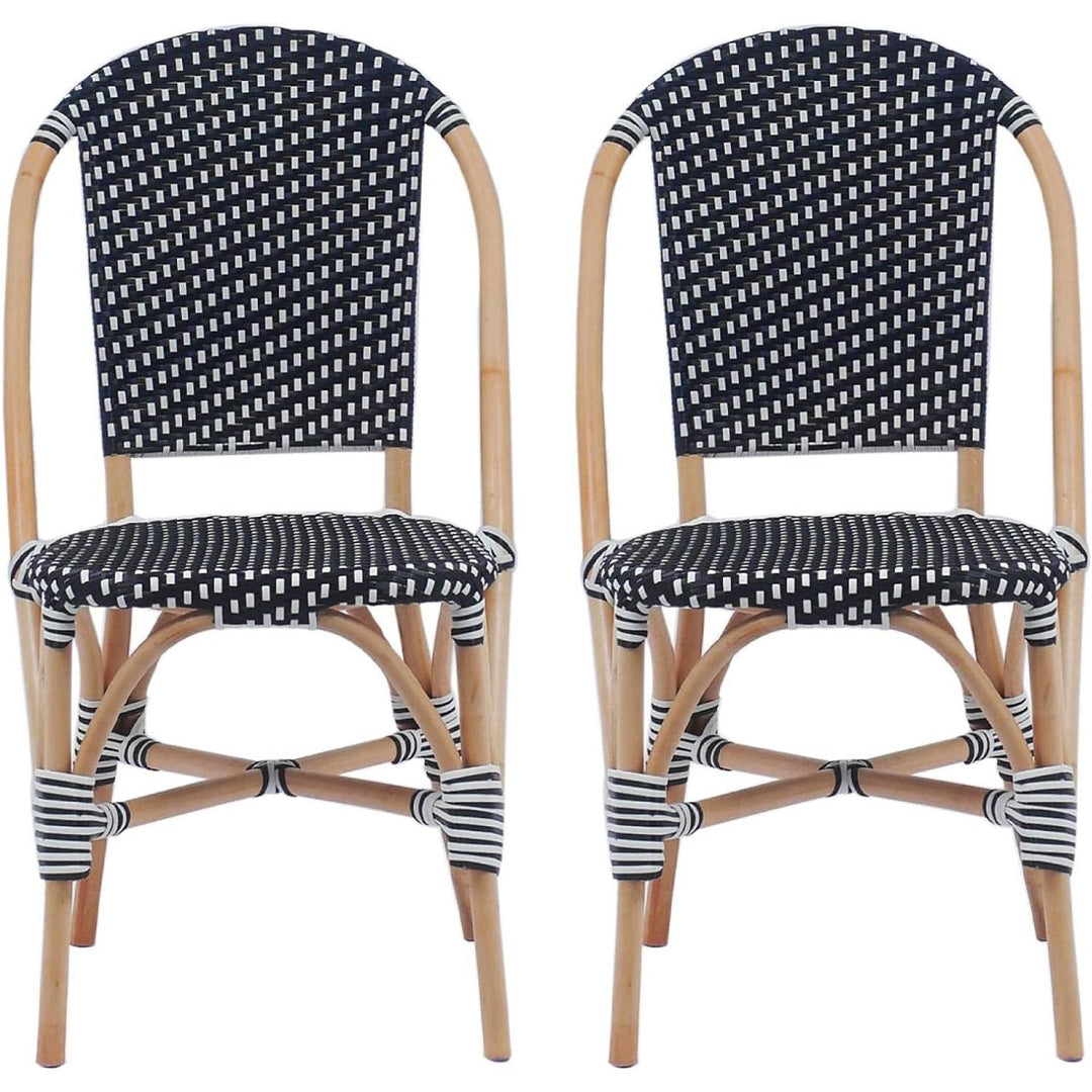 Alice'S Home - Lot De 2 Chaises Empilables Bistrot En Rotin Et Polyrotin Noir Et Blanc. L 48 X P 58 X H 90Cm | Designix - Amazon    - https://designix.fr/