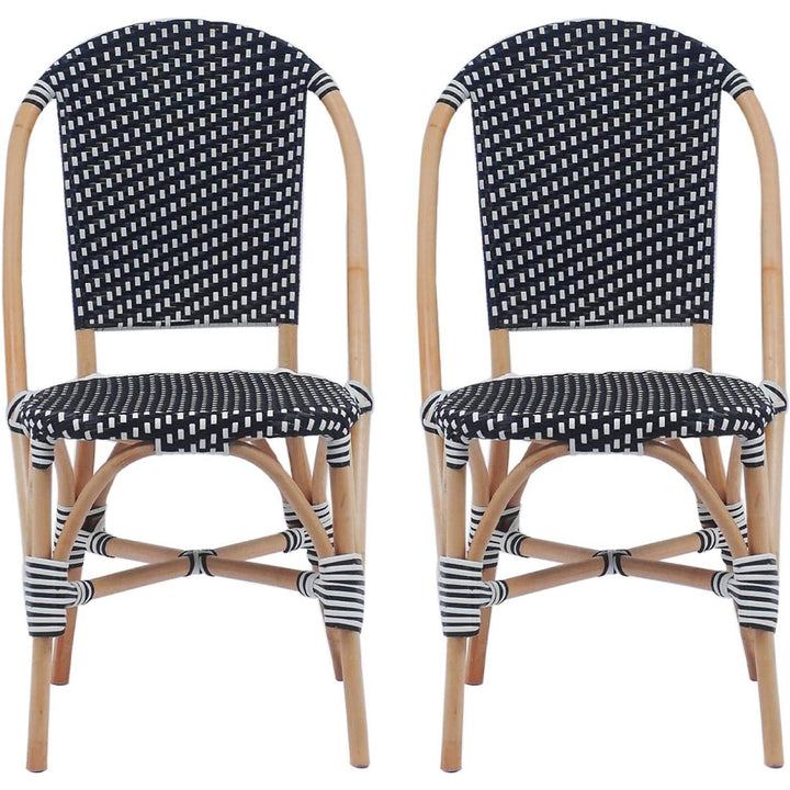 Alice'S Home - Lot De 2 Chaises Empilables Bistrot En Rotin Et Polyrotin Noir Et Blanc. L 48 X P 58 X H 90Cm | Designix - Amazon    - https://designix.fr/