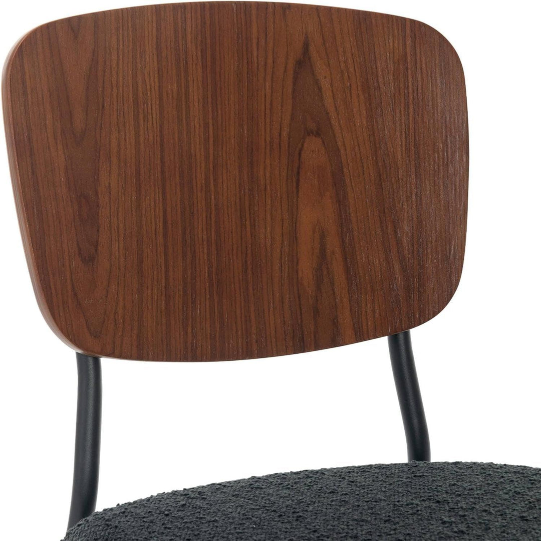 Alice'S Home - Lot De 2 Chaises Assise Bouclette Texturée Noire. Dossier Bois De Peuplier Courbé. Pieds En Métal Noir Mat | Designix - Amazon    - https://designix.fr/