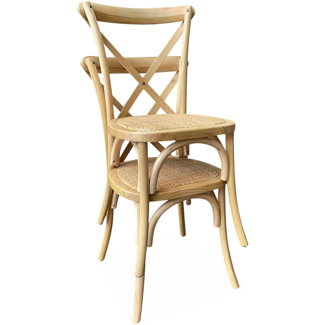 Alice'S Home - Lot De 2 Chaises De Bistrot En Bois De Cédrèle Naturel. Vintage. Assise En Rotin. Empilables | Designix - Amazon    - https://designix.fr/