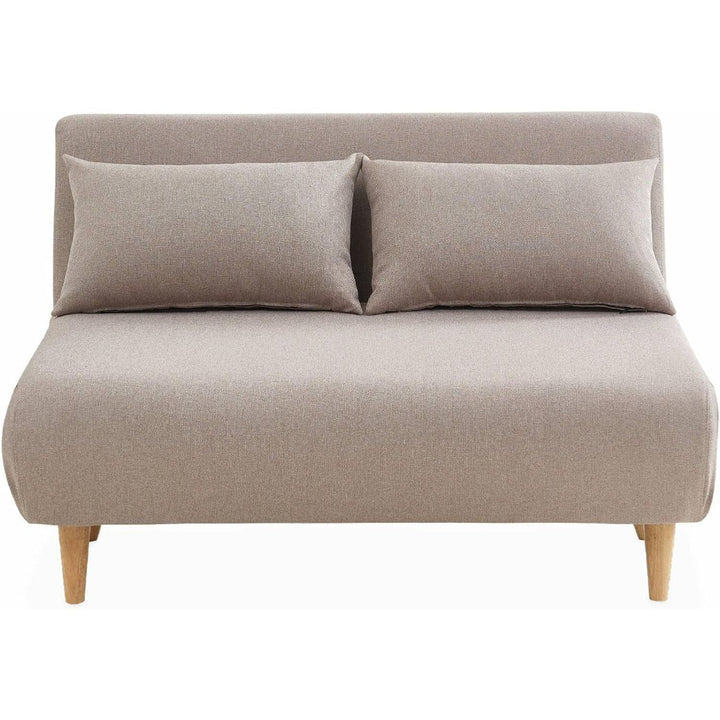 Alice'S Home - Canapé Convertible En Tissu - Guesta - 2 Places Scandinave. Pieds Bois Foncé. Beige. Banquette. Dossier Inclinable | Designix -     - https://designix.fr/