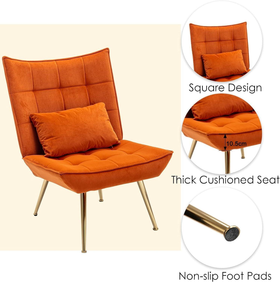 Wahson Fauteuil De Salon En Velours Avec Repose-Pieds, Fauteuil Scandinave Rembourés Fauteuil Chambre, Orange | Designix -     - https://designix.fr/